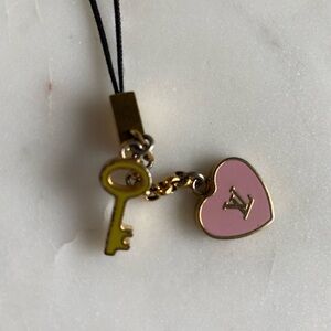 Pink Heart Key Charm